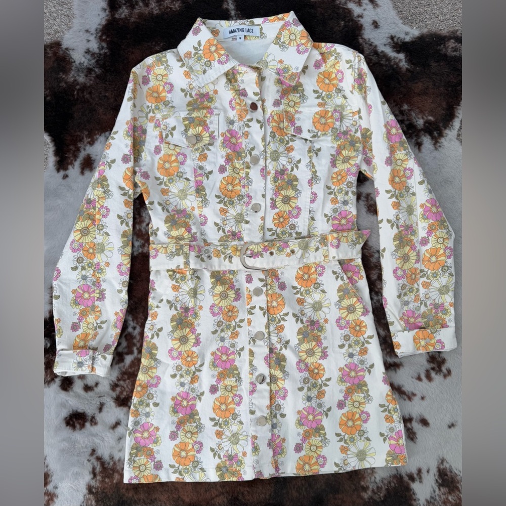 Amazing Lace Friends Till the End Floral Button Up Dress - Small